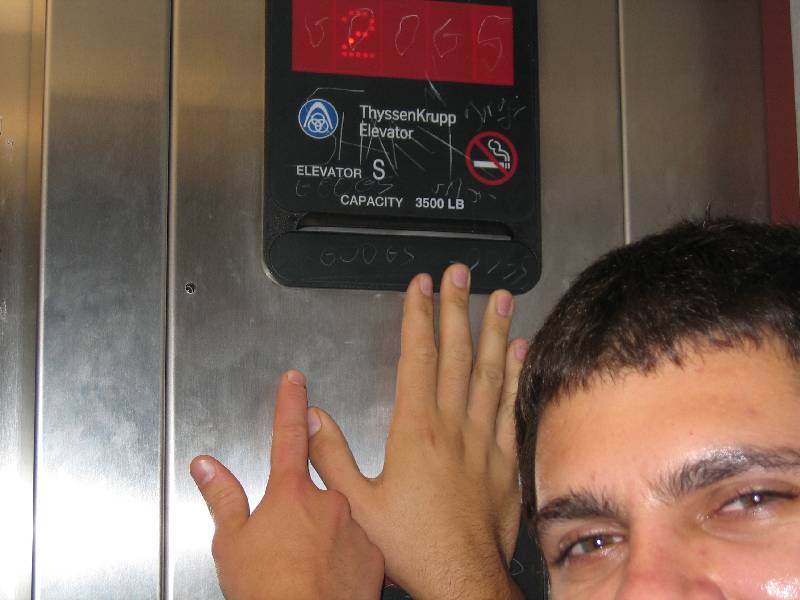 First real weekend 083 Googs, why did you write your name all over the elevator?